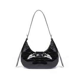 Verdusa Women's Studded PU Leather Clutch Shoulder Tote Handbag Adjustable Strap Boho Bags, Texture Black, One Size