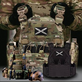 2PCS Spain Burgundy Cross Flag Patch Embroidered Morale Patch Military Tactical Patches Hook and Loop Applique Fastener(Black White)