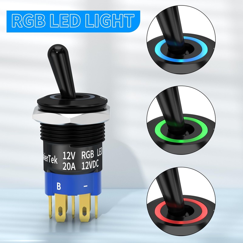 DaierTek 12V Waterproof Lighted Toggle Switch 12V 20A Heavy Duty