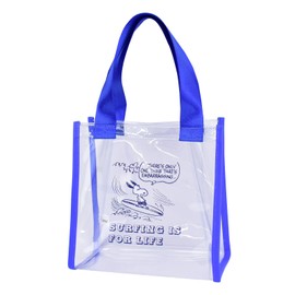 Snoopy 0415 Clear Tote Bag, Transparent Bag, Small, Fountain, Spa, Gym, Pool, Travel, Women's, Adults, Students, Children, Cute, Character, Blue (SPZ-3526), Free size