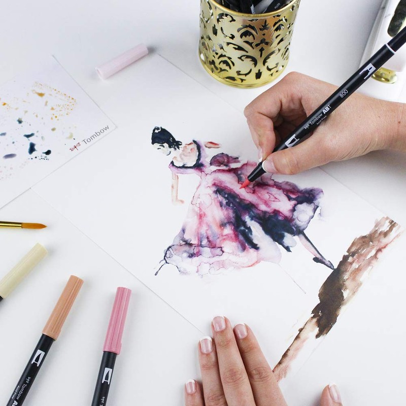 Tombow ABT-12P-4, Water-Based ABT Dual Brush Pen with Two Tips,