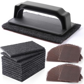 Reallnaive 31 Pcs Griddle Cleaning Kit Screen Holder Grill Screens Cleaning Pads Heavy Duty Abrasive Mesh Pads for Flat Tops, Cast Iron, Stainless Steel Griddle Cleaner Accessories Bundle