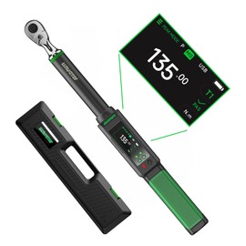 LLAVETOR Digital Torque Wrench, 3/8 Torque Wrench, 5-99.5 Ft-lbs/6.8-135N.m, ±2％ Torque Wrench with Buzzer & LED Indicator for Automotive Motorcycle & Bicycle