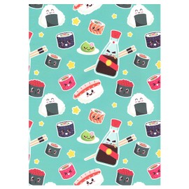 ARKRAFT Geschenkpapier 3 Blatt Format 90 x 65 cm FSC Produkt Verpackung ohne Plastik Funny sushi (18-8975)