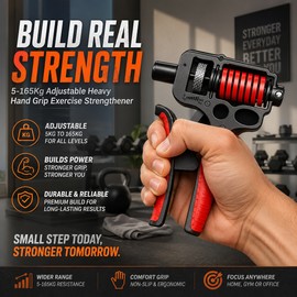 Adjustable Hand Grip Strengthener for Forearm Training – 5–165kg Steel Spring Gripper with Counter