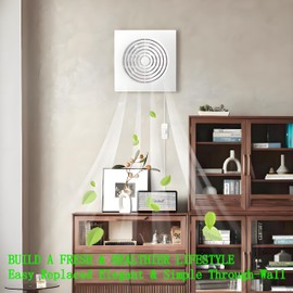 JOANAJO 6 Inch Exhaust Fan Bathroom Exhaust Fan with Damper ABS Waterproof Ventilation Fan for Kitchen Garage Bedroom Home Office Ceiling & Wall Mount White