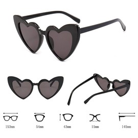 YooThink Love Heart Shaped Sunglasses for Women,Vintage Cat Eye Mod Style Retro Glasses (Pearl/Red)