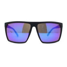 SA106 Kush Mens Oversized Flat Top Color Mirror Matte Plastic Rectangle Sunglasses Green Logo - Teal Mirror