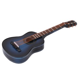 Miniature Guitar Model, Wooden Musical Instrument with Stand and Case, Small Craft Ornaments Gift, Blue, 3.9 * 1.4 * 0.4inch(#01)