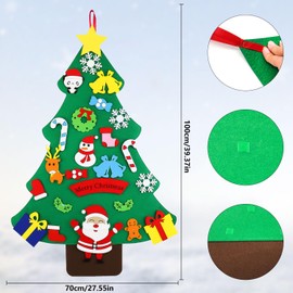 Felt Christmas Tree, 100 cm High Felt Christmas Tree Set with 23 Pieces Ornaments, DIY Felt Christmas Tree, Wall Decoration for Children, Christmas Gift (Style E)