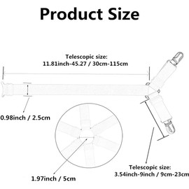 Sujetadores para Sábanas, 6 Lados Ajustables Elásticos Correas Cama Clips con 12 Clips de Metal para Colchones Sofá de Tamaño Redondo y Cuadrado (Negro)