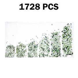 1728PCS Nail Art Rhinestone Light Green Glitter Diamend Gems 3D Tips DIY Decoration Fashion Flatback Crystal Gems Crystal Nail Rhinestones for Acrylic Nails, DIY Projects