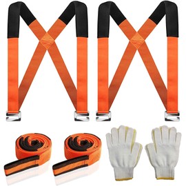 ZIZINET Lifting Straps for Movers, ZIZINET Moving Strap Load Capacity 150 kg for Heavy Objects, Goods, Furniture, 2 pcs Moving Lifting Straps with Bonus 2 Pair Gloves