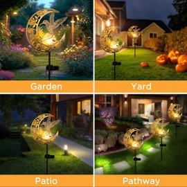 Solar Moon Hummingbird Decorative Light Gift Portable Decorative Ground Stake Light, Gifts for Women Mom Grandmothers, Garden Lawn Decor Christmas & New Year Gift