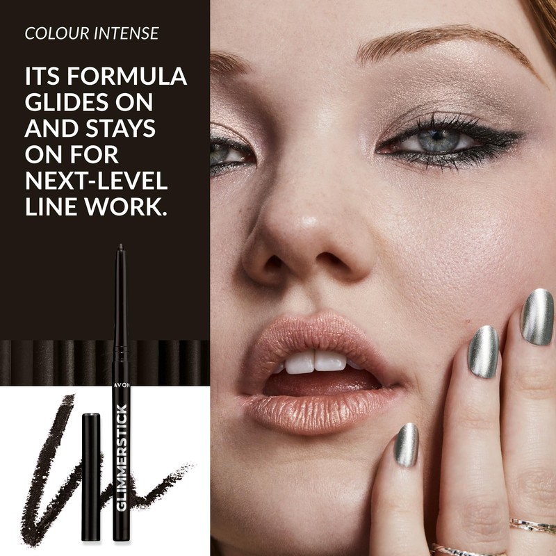 Avon Glimmerstick Eyeliner Brown Black, Soft-Glide Formula, Bold and Intense