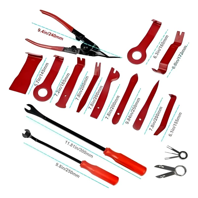 Kit Herramientas Desmontaje Molduras Auto Faros Estereo 19pz