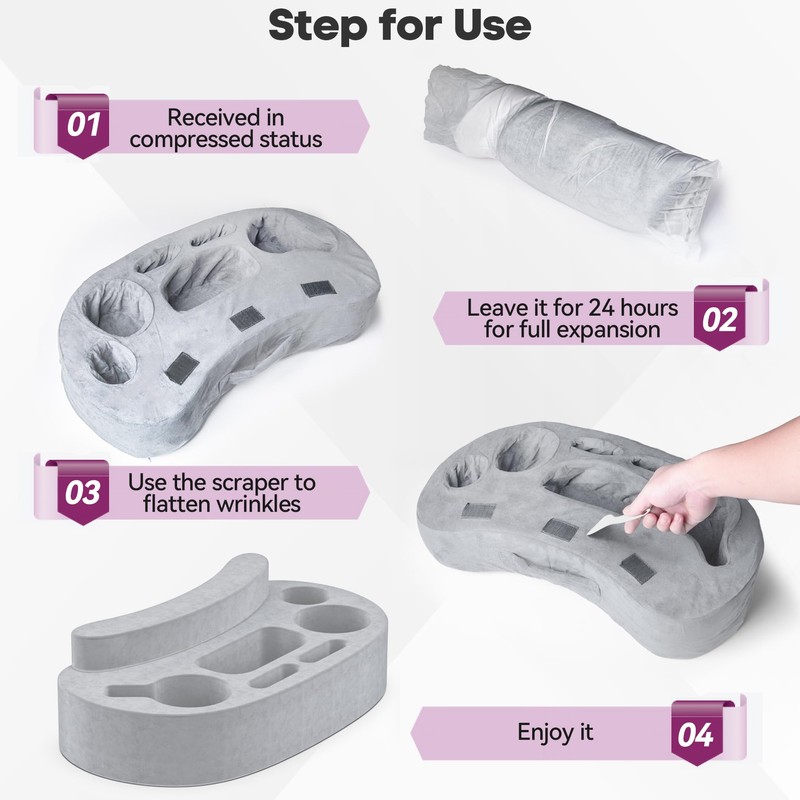 LVVIL Couch Cup Holder Pillow Tray with 6 Slots, Gaming