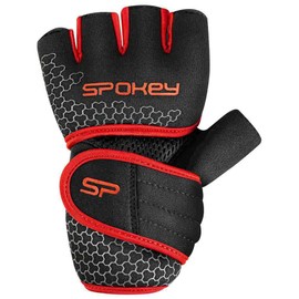 SPOKEY Lava Unisex Non-Slip Fitness Gloves, Sweat-Absorbing Training Gloves, Cycling Gloves, Breathable Sports Gloves for Fitness, Cycling, Gym, Strength Sports in Black/Red (S)