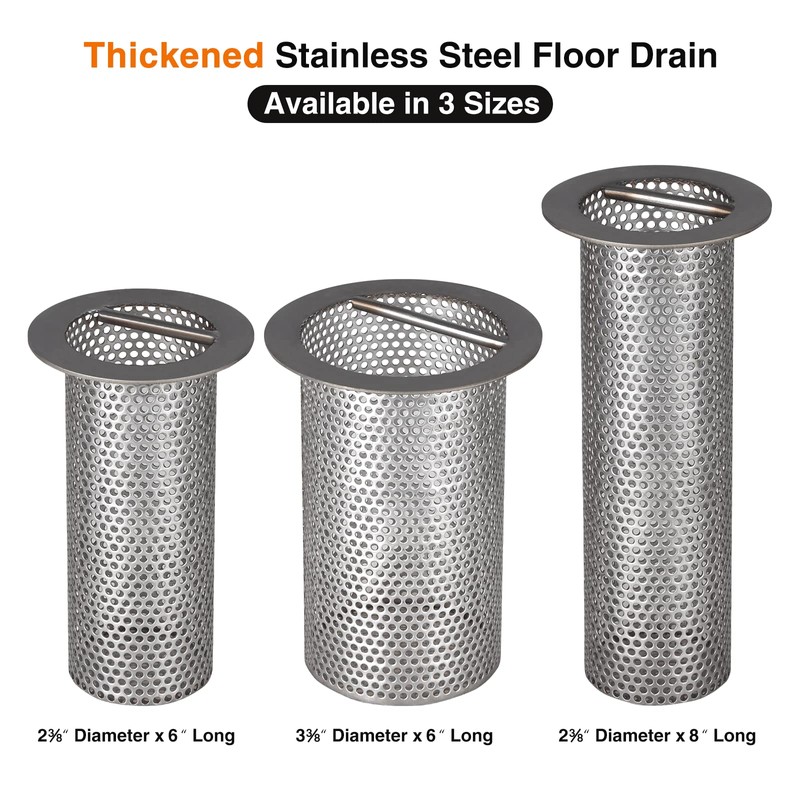HOTYELL 3" Commercial Floor Drain Strainer, 6'' High, Thick Stainless