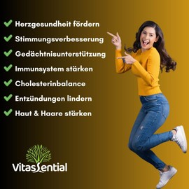 Vitassential Omega-3 Fish Oil - High Dose (35% EPA, 25% DHA) with Vitamin E - Fatty Acids for Heart, Brain & Eyes - 120 Capsules