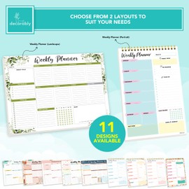 Decorably Weekly Planner Pad Landscape - Weekly Planner Tear Off Pad, 52 Easy Tear-Off Sheets Weekly Calendar Pad Tear Off Weekly Planner Tear Off, 11x8.5in Tear Off Weekly Planner Pad Tear Off