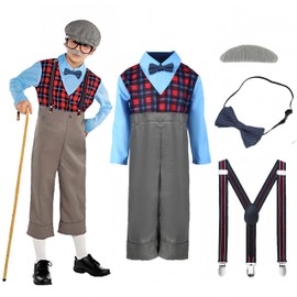 Lingway Toys Kids Little Old Man Costume Pretend to be Grandpa Costume for Boys Small(4-6)