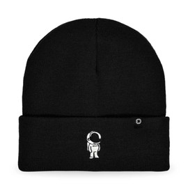 DALIX Embroidered Astronaut Beanie Cap Cuffed Knit Hat Men Women in Black