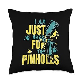 Detailing Car Spray Paint Kit Can Service Gifts Just Here for Pinholes Spray Automotive Car Painter Throw Pillow, 18x18, Multicolor