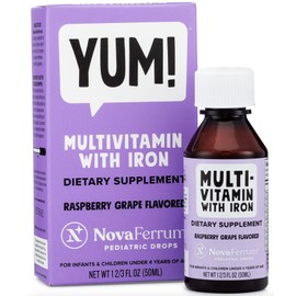 NovaFerrum Yum 16 Fl Oz | Multivitamin with Iron for Ages 4 & Up | Gluten Free Certified | Sugar Free | Raspberry Grape
