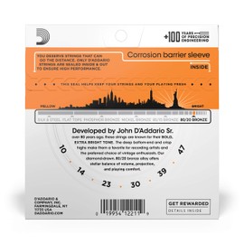 D'Addario EJ10 Bronze Acoustic Guitar Strings, Extra Light, 10-47 (Pack of 5)