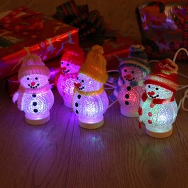 minkissy Christmas Snowmen Figurines LED Lamp Color 7 Color Changing Decorations Indoor Christmas Ornament Table Decoration Tea Christmas Light Decors Blue