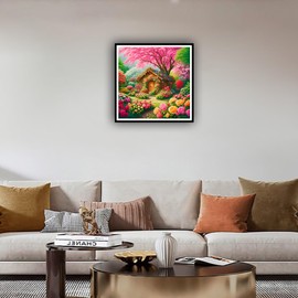 hill froeistung Landscape Scenery Diamond Art Painting Kits for Adults: Country Diamond Art Painting Cottage DIY 5d Flowers Diamond Art Kit Full Drill for Wall Decor 12 x 12 Inch