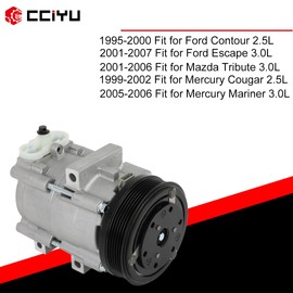 cciyu AC Compressor with Clutch for Mazda Tribute 3.0L 2001-2006,for Ford Escape 3.0L 2001-2007 Air Conditioning Compressor 6 Grooves 4L8Z19V703CA