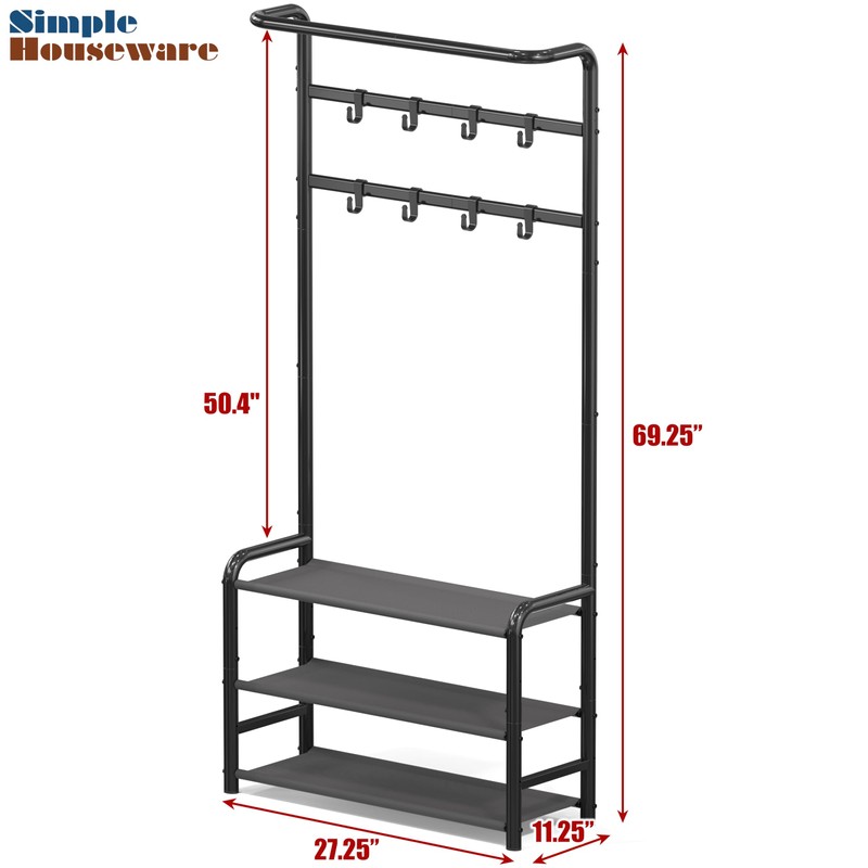 SIMPLE HOUSEWARE Coat Rack with Storage Shelf, Freestanding Hall Tree