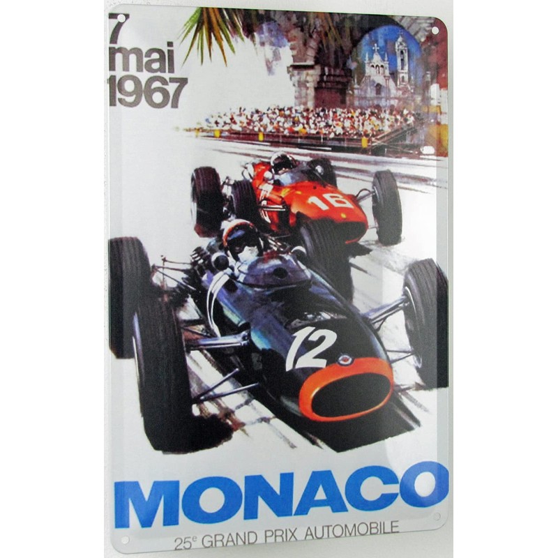 Tin Sign 20 x 30 cm Domed Grand Prix Monaco