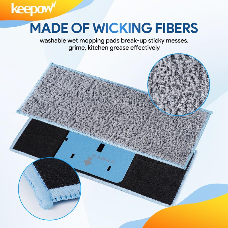 KEEPOW 4 Washable & Reusable Mop Pads for iRobot Braava