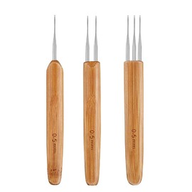 ccHuDE 3 Pcs 0.5mm Dreadlock Crochet Hook Wood Crochet Needles Hair Dreadlocks Tool for Braid Craft