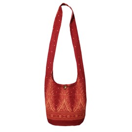 Lovely Creations Hippie Boho New Elephant Crossbody Bohemian Gypsy Sling Bag Shoulder Bag Large Size, Peacock L Wine, Large