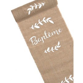 Generique - Jute Flocked Christening Table Runner 28cm x 5m