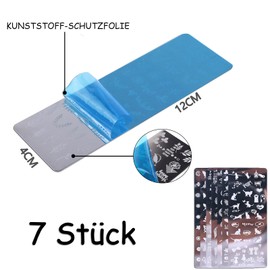 Nails Stempel Set, 7 Stück Nail Stamping Plate, French Nails Set, Nagel Stamping Schablonen, Nail Art Stamp Plate, Nageldesign FüR FranzöSische ManiküRe Diy Nail