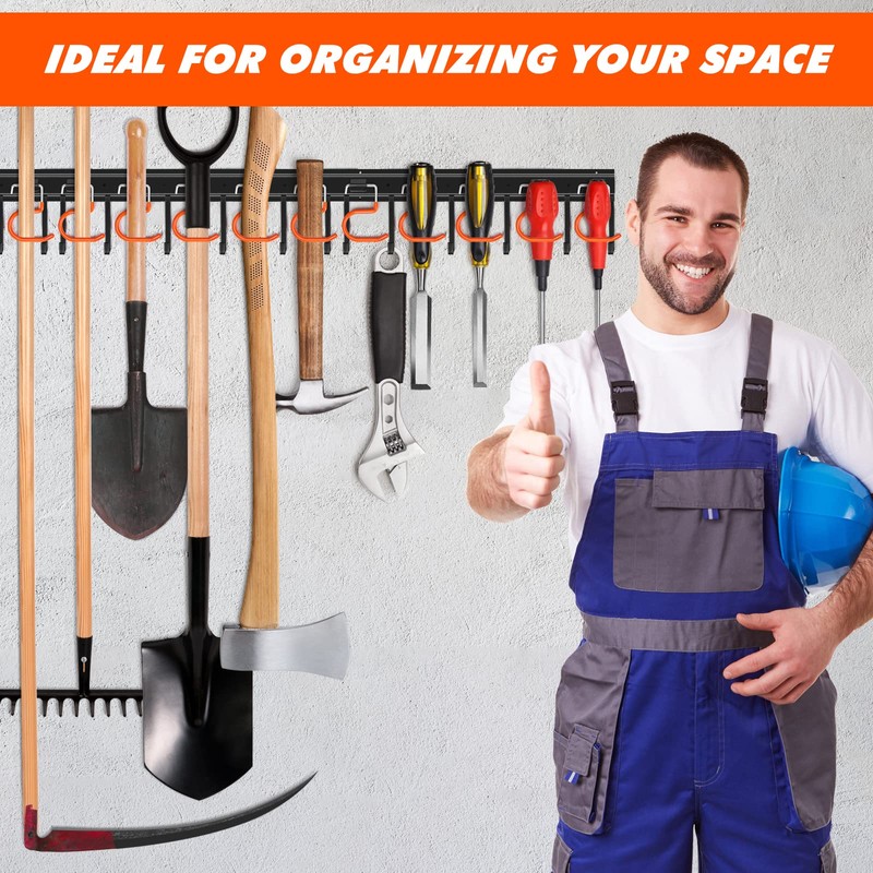 TVKB 51'' All Metal Garden Tool Organizer Adjustable Garage Tool