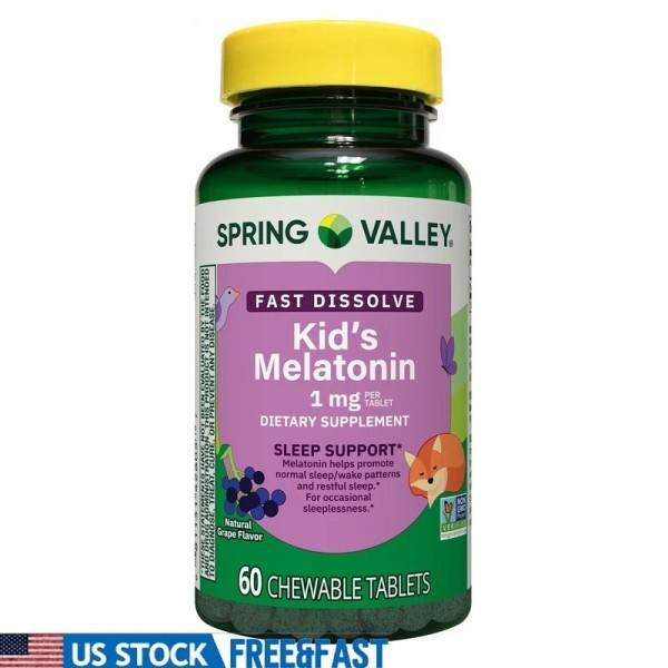 Unbranded Kids Melatonin Chewable Tablets 1mg Sleep Support Grape Flavor