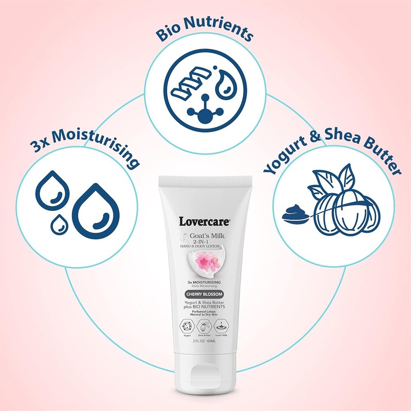 Lovercare Goat's Milk 2-in-1 Hand Cream & Body Lotion Cherry