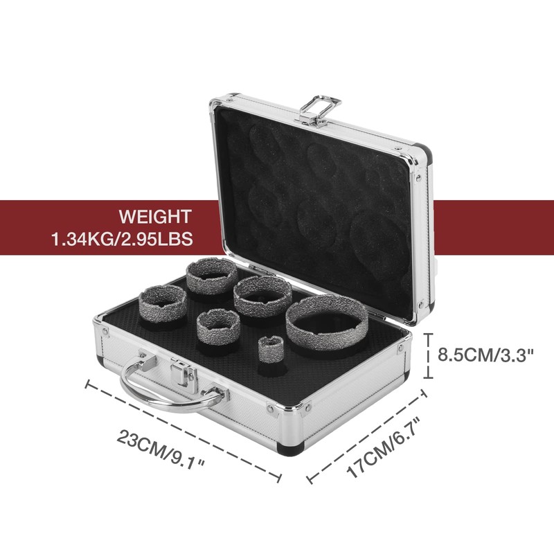 LFGUD Diamond Hole Saw Kit, 6-Piece Diamond Core Drill Bits