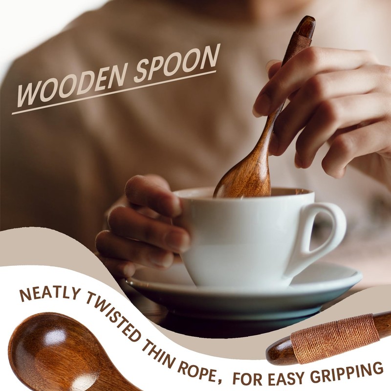 Hefild 6 PCS Wooden Spoons for Honey, 6.7 inch Small