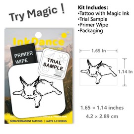Semi-Permanent Tattoo, Cute Splooting Bunny, Lazy Rabbit, Long Lasting Temporary Tattoos, Waterproof Plant-Based Ink, Lasts 1-2 Weeks, Color Develops in 24 Hours MNF202