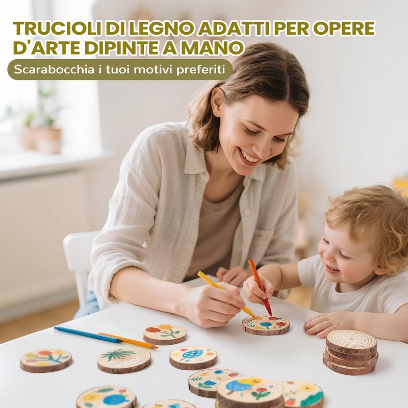 18 Dischi di Legno, Tronchetti da 7-8 cm per Decorazioni
