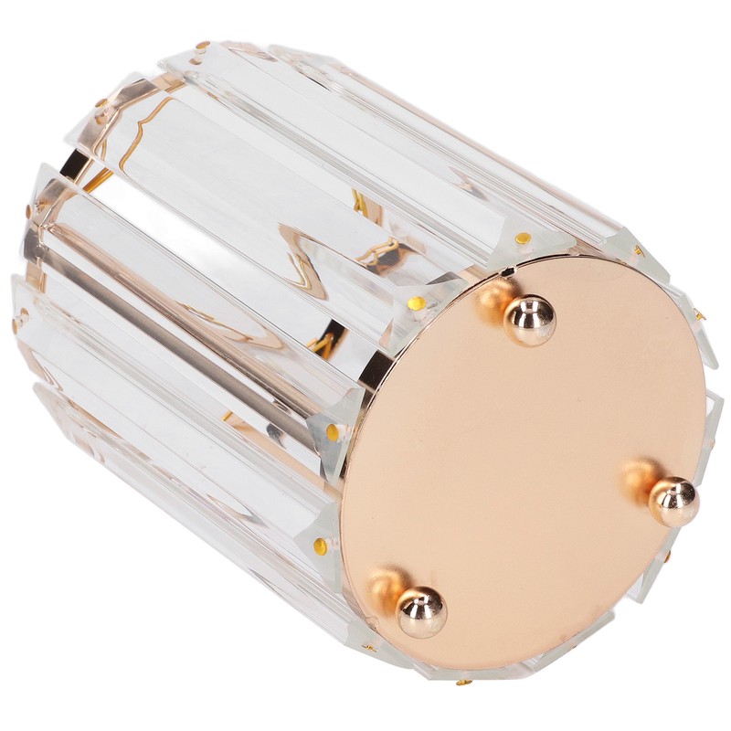 Cosmetic Brush Holder Transparent Glass Round Decorative Desktop Pen Storage