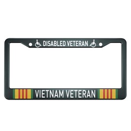 HOSNYE Disabled Vietnam Veteran License Plate Frame Metal License Plate Cover Front Plates Frames Car Tag Frame for Women Men US Vehicles Standard