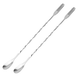 Bar Spoon Cocktail Mixing Spoon - Cuttte 2pcs Cocktail Stirrers Long Handle 12.7 Inches, Stainless Steel Long Drink Stirrers with Trident Tip